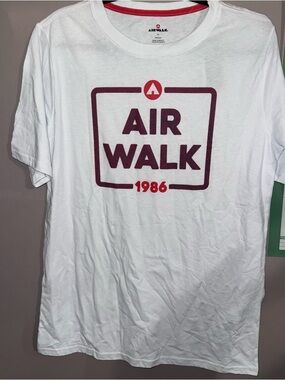 Airwalk White Tee with Red Trim and Black Logo